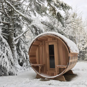 Famille rouge de Cedar Barrel Sauna House For de vapeur de rond de baril de sauna de personne extérieure de la pièce 6