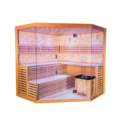 Sauna moderne en bois solide de cigûe de sauna de sécheur à vapeur de panneau de commande traditionnel extérieur d'ordinateur