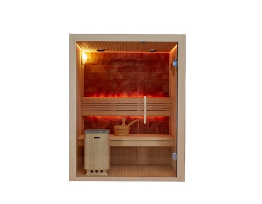 Pièce de luxe adaptée aux besoins du client Cedar Aspen Sauna Room rouge en bois d'intérieur de station thermale de sel de pierre de roche