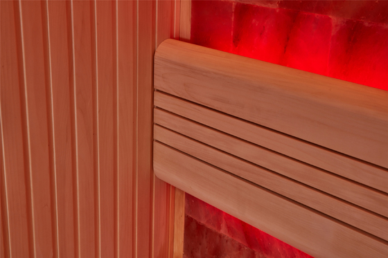Pièce de luxe adaptée aux besoins du client Cedar Aspen Sauna Room rouge en bois d'intérieur de station thermale de sel de pierre de roche