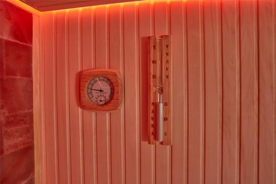 Pièce de luxe adaptée aux besoins du client Cedar Aspen Sauna Room rouge en bois d'intérieur de station thermale de sel de pierre de roche