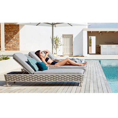 Piscine de patio de jardin tissée par corde extérieure de Sun Chaise Lounge Chair Khaki For de piscine de meubles