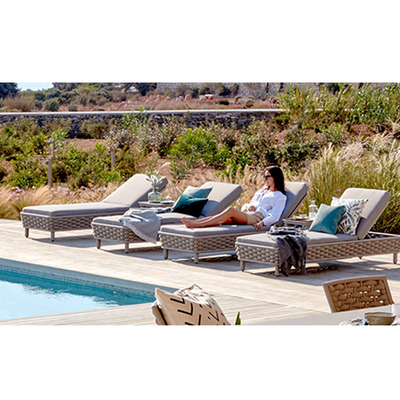 Piscine de patio de jardin tissée par corde extérieure de Sun Chaise Lounge Chair Khaki For de piscine de meubles