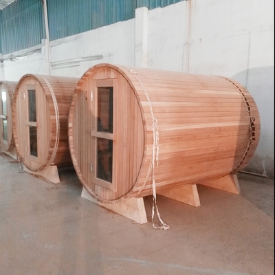 Catégorie claire Cedar Barrel Sauna rouge 4Person 6kw sans porche pour les saunas extérieurs