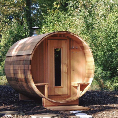 Famille rouge de Cedar Barrel Sauna House For de vapeur de rond de baril de sauna de personne extérieure de la pièce 6