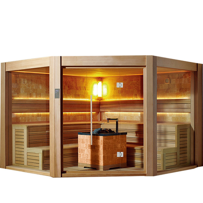 Pièce sèche en bois solide de luxe Cedar Wood Sauna rouge de grande taille de sauna