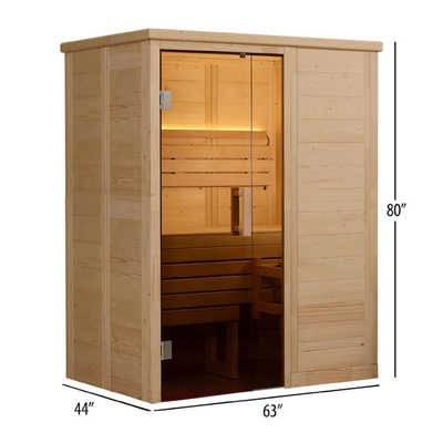 Vapeur impeccable nordique solide 6kw de sauna d'intérieur en bois de 2 personnes